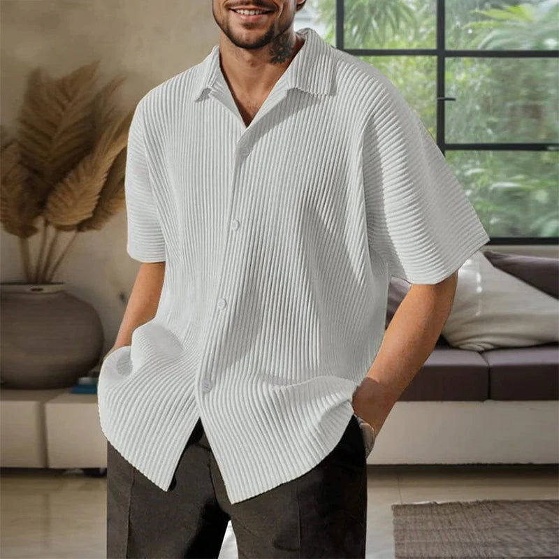 Pleated Short Sleeve Polo