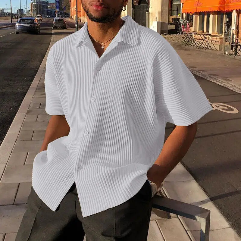 Pleated Short Sleeve Polo