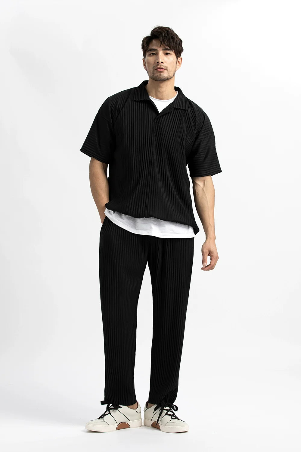 Pleated Short Sleeve Polo