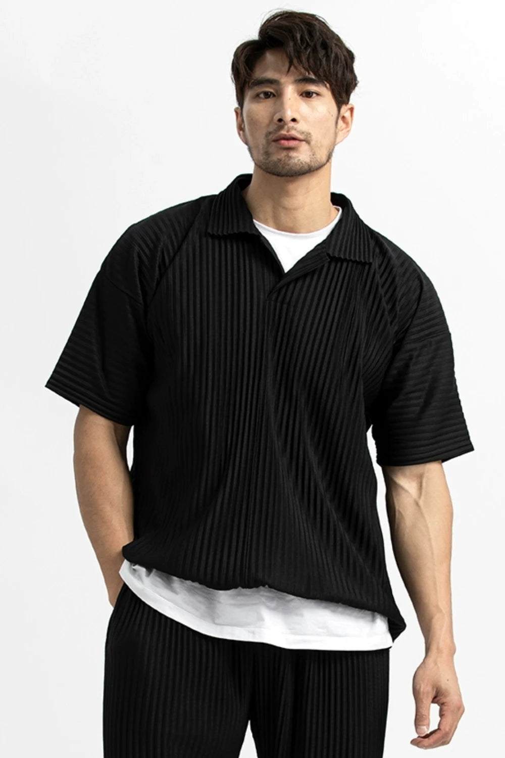 Pleated Short Sleeve Polo
