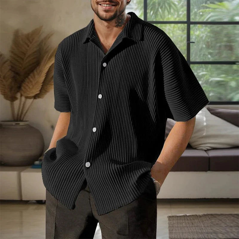 Pleated Short Sleeve Polo