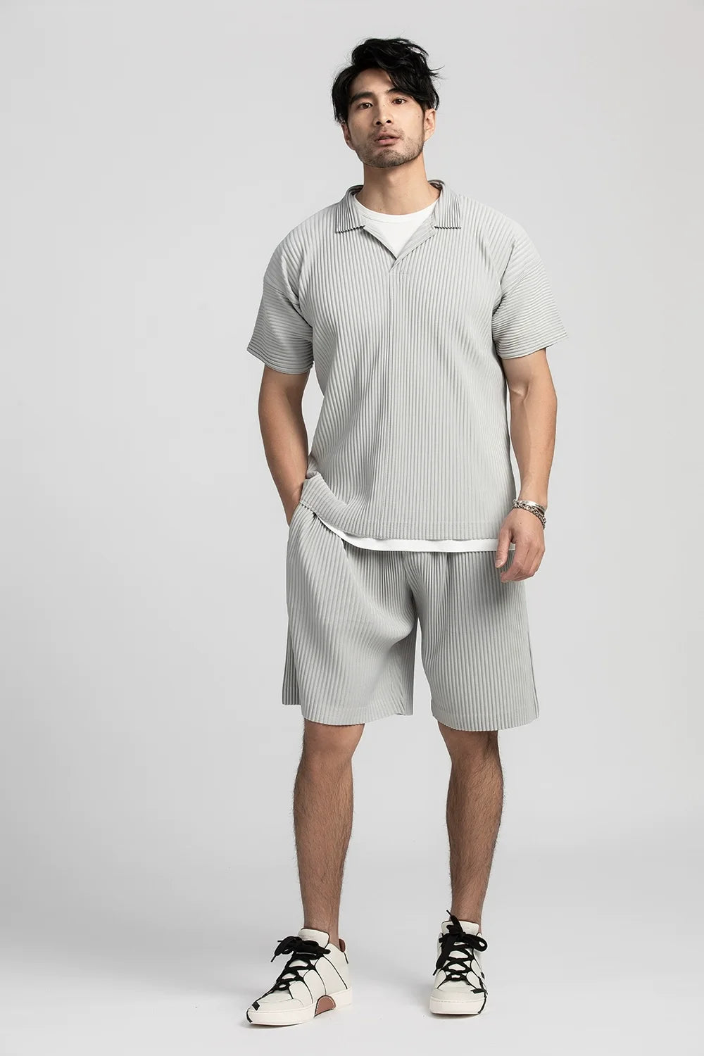 Pleated Short Sleeve Polo