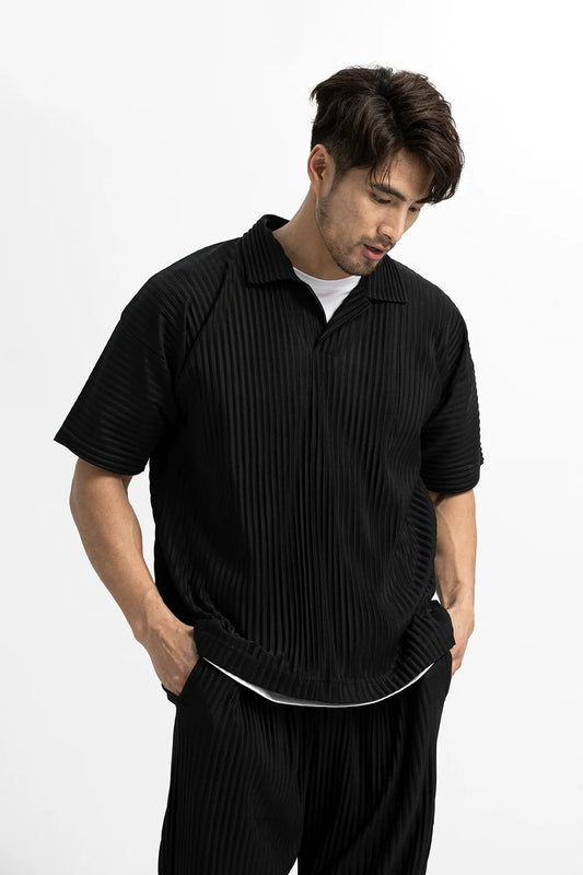 Pleated Short Sleeve Polo